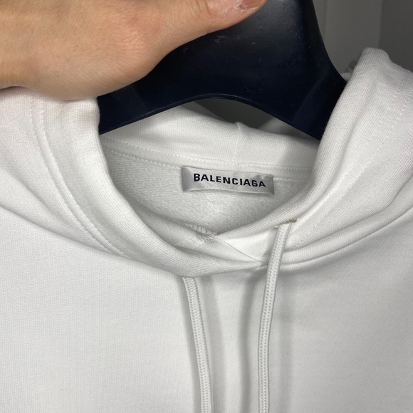 Balenciaga Archetype Back Logo White Pullover Hoodie - Picture 3 of 9